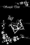 Abstract Butterfly Floral Background in Black and White